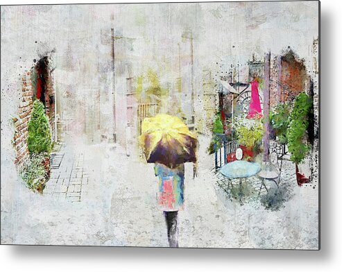 Person Metal Print featuring the digital art Morning Stroll by Marilyn Wilson