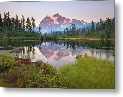 Washington Metal Print featuring the photograph Mount Shuksan Reflecting in Picture Lake by Alexander Kunz