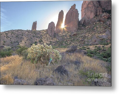 Superstition Metal Print featuring the photograph Mountain sunrise by Darrell Foster