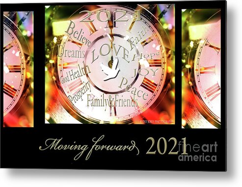 Clock Faith God Digital Art Photography 2021 Metal Print featuring the mixed media Moving Forward 2021 by Dee Jobes Photography
