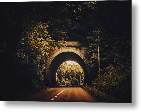 Tunnel Metal Print featuring the photograph Mysterious tunnel by Yasmina Baggili