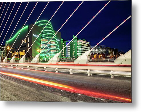 Dublin Metal Print featuring the photograph National Conference Centre by Night - Dublin by Barry O Carroll