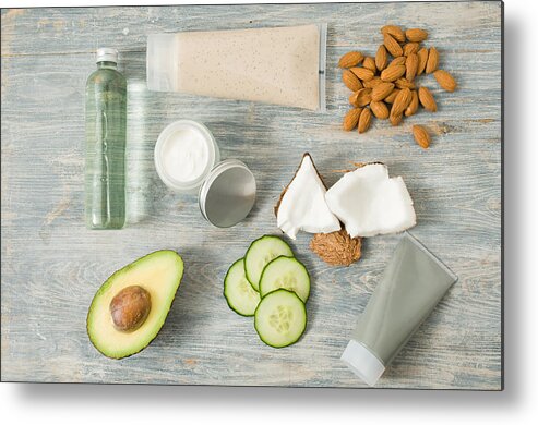 Avocado Metal Print featuring the photograph Natural cosmetics by Image Source