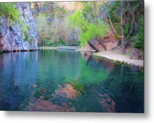 Canvas Metal Print featuring the photograph Natural park of the monastery of Piedra - Orton glow Edition - 1 by Jordi Carrio Jamila