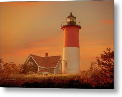 Lighthouse Metal Print featuring the photograph Nauset Lighthouse in the evening glow by JBK Photo Art