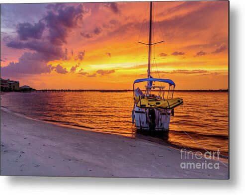 Navarre Metal Print featuring the photograph Navarre Florida Fire Sunset by Jennifer White