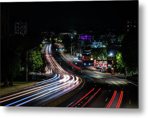 Getty Square Metal Print featuring the photograph Nepperhan at Night 1 by Kevin Suttlehan