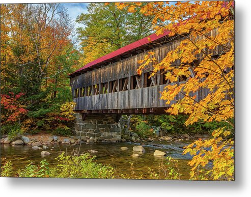 Albany Covered Bridge Metal Print featuring the photograph New England Fall Colors at the Albany Covered Bridge by Juergen Roth