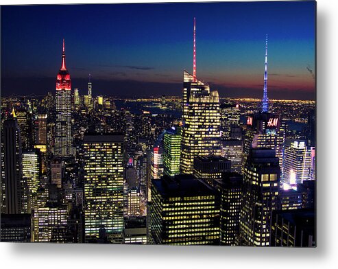 New York City Metal Print featuring the photograph New York City Lights by Stefan Knauer