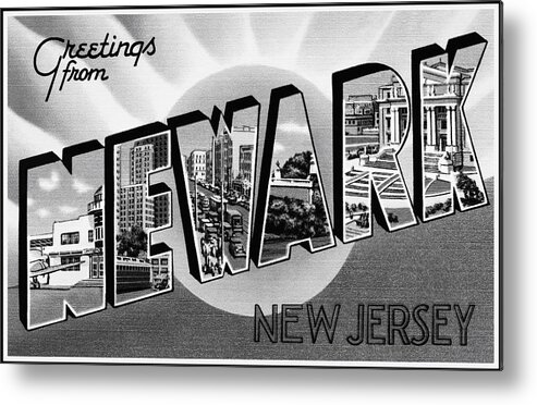Newark Metal Print featuring the photograph Newark New Jersey Retro Vintage Travel Black and White by Carol Japp