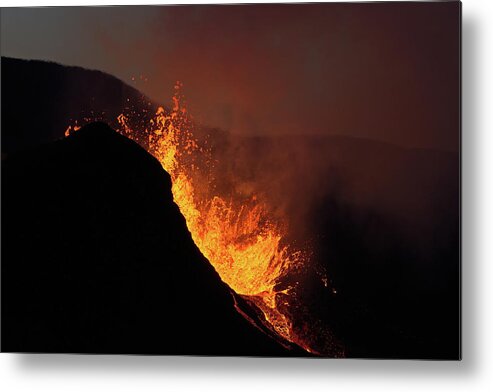 Volcano Metal Print featuring the photograph Night fire #1 by Christopher Mathews