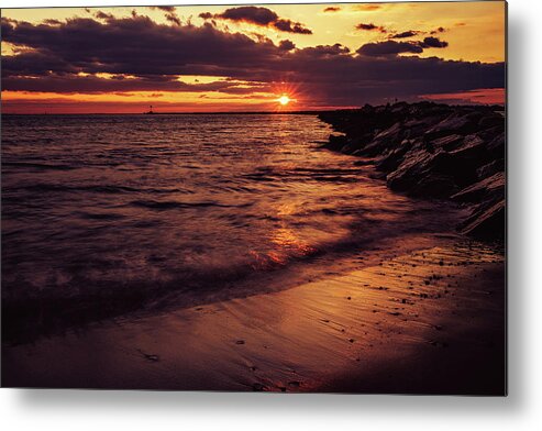 Seascape Metal Print featuring the photograph Nightfall in December by Rich Kovach