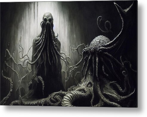 Cthulhu Metal Print featuring the painting Nightmares are living in our World, 10 by AM FineArtPrints
