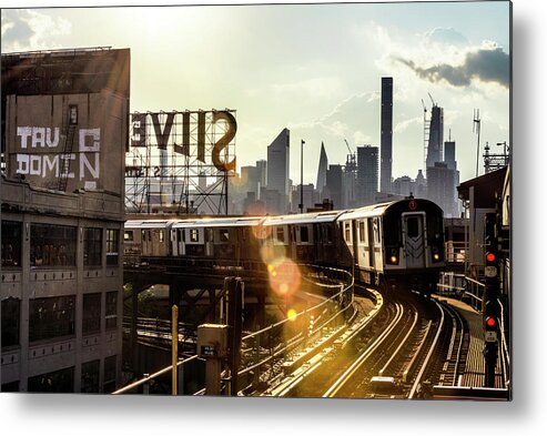 New York Metal Print featuring the photograph NY CITY - End of the Day by Philippe HUGONNARD