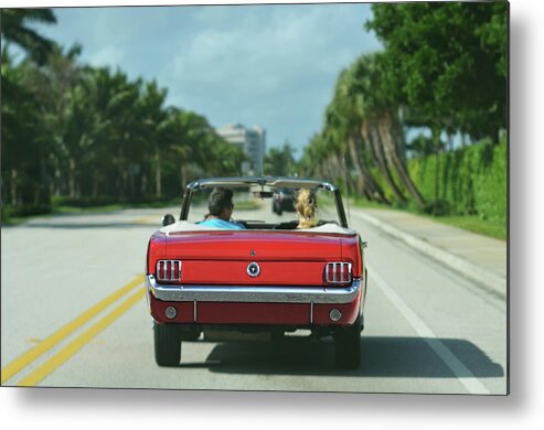 Classic Car Metal Print featuring the photograph Ocean Drive - 1965 Mustang by Laura Fasulo
