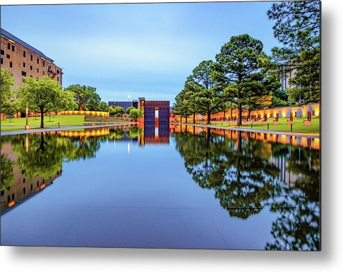 Oklahoma City Metal Print featuring the photograph Oklahoma City National Memorial Reflecting Pool at Dawn by Gregory Ballos