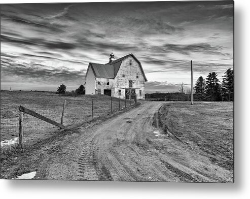 White Metal Print featuring the photograph Old Barn, Windham, in Black and White by Rick Berk