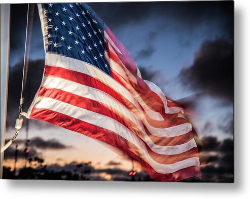 Mount Metal Print featuring the photograph Old Glory Flying in the Wind by Local Snaps Photography