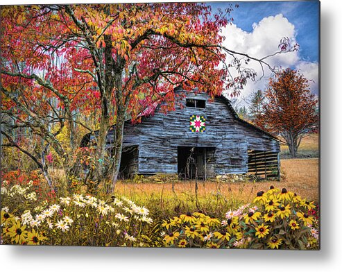 Andrews Metal Print featuring the photograph Old Smoky Mountain Barn Autumn by Debra and Dave Vanderlaan