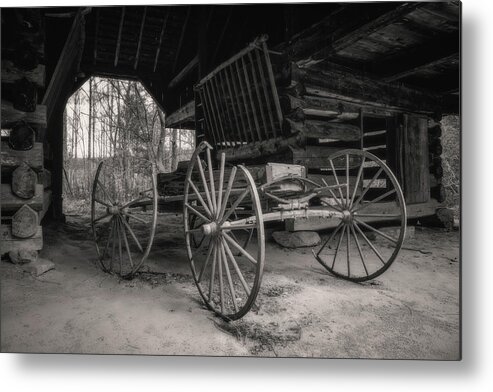Great Smoky Mountains National Park Metal Print featuring the photograph Old Wagon in Cades Cove by Robert J Wagner