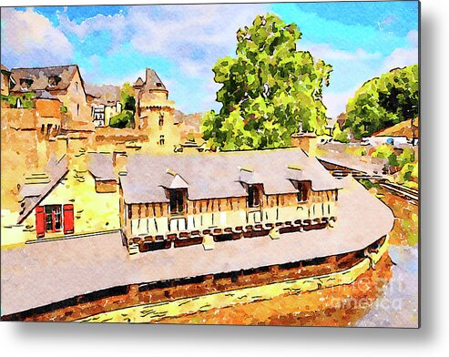 Architecture Metal Print featuring the photograph Old Wash House, Vannes, France, Watercolor by Colin and Linda McKie