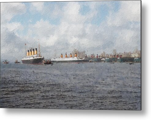 Steamer Metal Print featuring the digital art Olympic and Aquitania by Geir Rosset