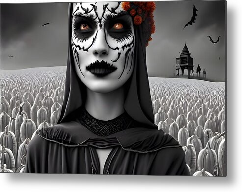 Digital Metal Print featuring the digital art One Color Witch by Beverly Read