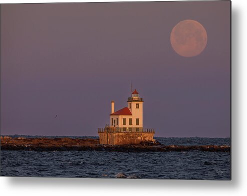 Lighthouse Metal Print featuring the photograph Oswego Worm Moon 2023 by Everet Regal