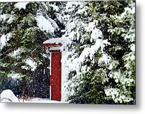 Outhouse Metal Print featuring the photograph Outhouse in the Snow by Elaine Manley