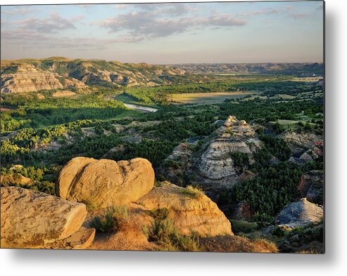Theodore Roosevelt National Park Metal Print featuring the photograph Oxbow Overlook - Theodore Roosevelt National Park North Unit by Peter Herman