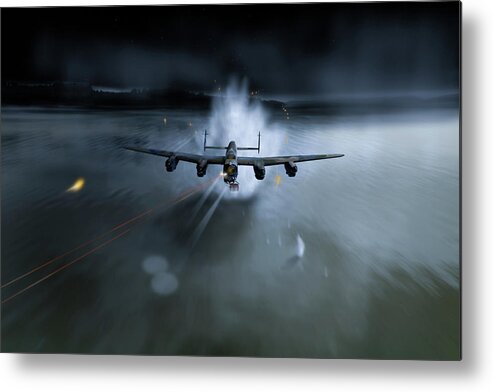 Dambusters Metal Print featuring the photograph P-Popsie attacking the Mohne Dam by Gary Eason