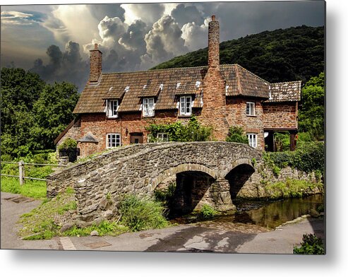 Allerford; North Devon Metal Print featuring the photograph Packhorse bridge at Allerford, UK by Chris Smith