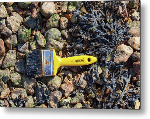 United Kingdom Metal Print featuring the photograph Paint Brush and Pebbles by Richard Donovan