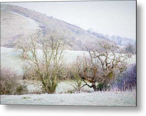 Winter Metal Print featuring the mixed media Painterly Winter Landscape by Tanya C Smith