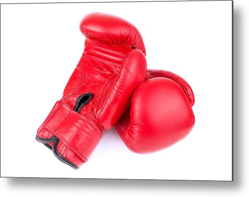 Leather Metal Print featuring the photograph Pair Of Boxing Gloves by Vovashevchuk