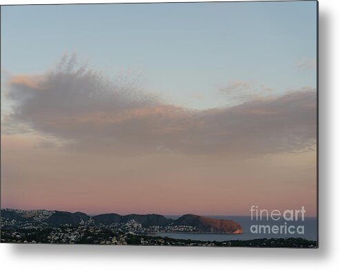 Mediterranean Coast Metal Print featuring the photograph Pale pink sky and soft clouds at sunset on the Mediterranean coast by Adriana Mueller