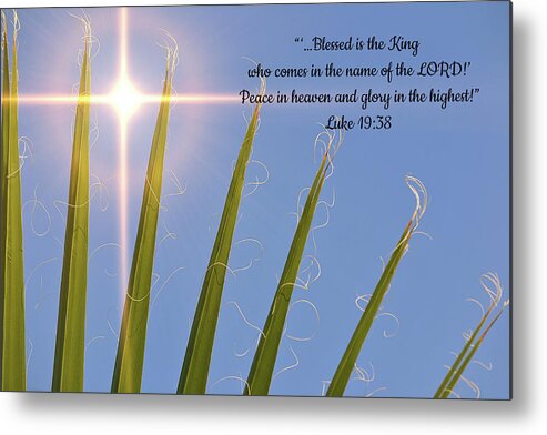 Palm Sunday Metal Print featuring the digital art Palm Sunday Scripture by Gaby Ethington