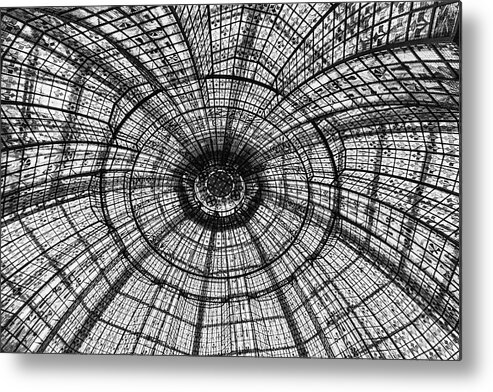 Black And White Metal Print featuring the photograph Paris Ceilings - Black and White by Melanie Alexandra Price