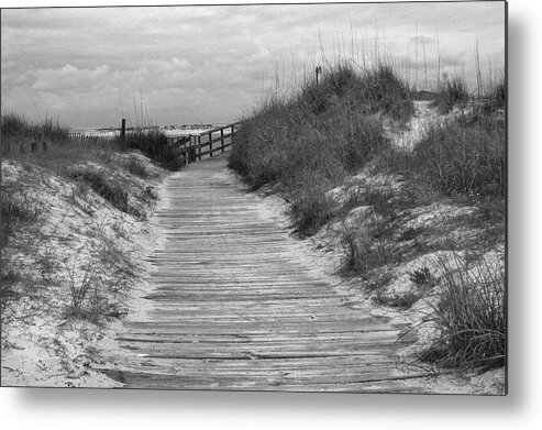 Beach Metal Print featuring the photograph Pathway to the Beach in Black and White by James C Richardson