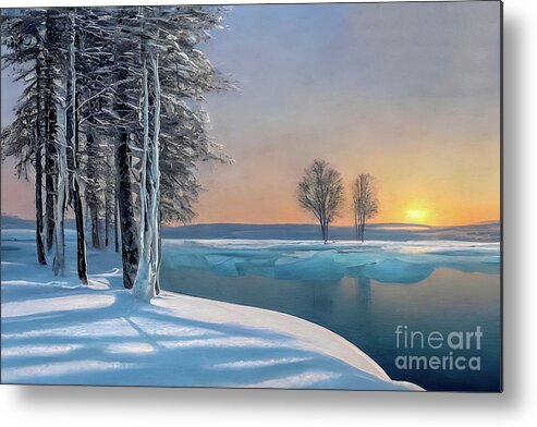 Snow Metal Print featuring the digital art Peaceful Winter Day by Elaine Manley