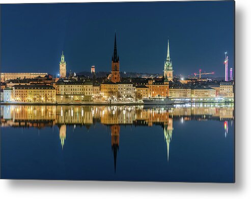 Stockholm Metal Print featuring the photograph Perfect Gamla Stan reflection from a distant bridge by Dejan Kostic