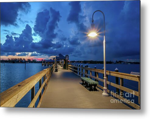 Pier Metal Print featuring the photograph Pier Lamp Post by Tom Claud