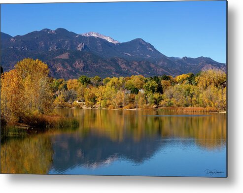 Colorado Metal Print featuring the photograph Pikes Peak Peeking over Cheyenne Mountains by Debby Richards