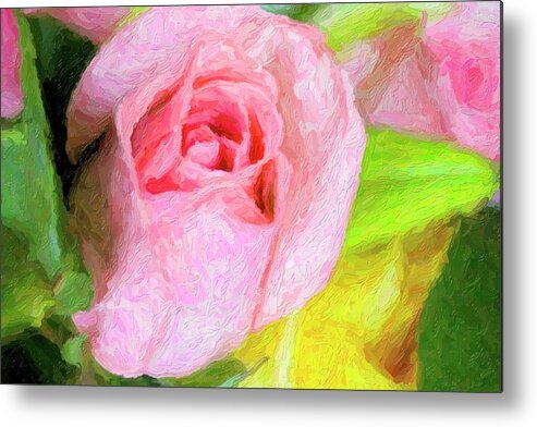Pink Metal Print featuring the photograph Pink Roses in Bouquet by Carolyn Ann Ryan