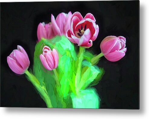 Tulips Metal Print featuring the photograph Pink Tulips Pink Impression X1043 by Rich Franco