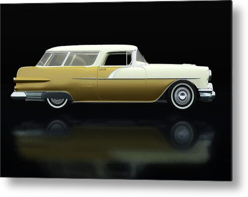 1950s Metal Print featuring the photograph Pontiac Station Wagon Lateral View by Jan Keteleer