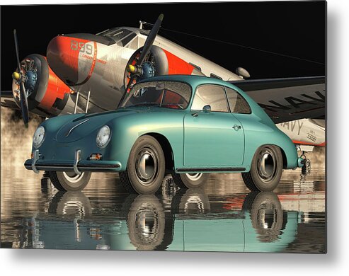 Porsche Metal Print featuring the digital art Porsche 356 by Jan Keteleer