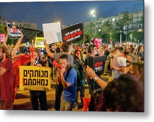 Tel Aviv Metal Print featuring the photograph Protest against the Government 3 by Dubi Roman