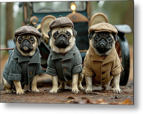 Pug Metal Print featuring the digital art Pugs of the 1920s Number 2 by Joe Paul