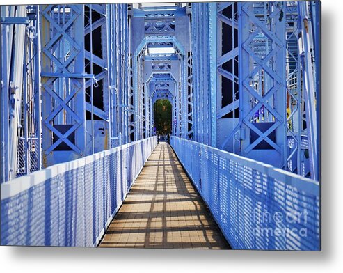Purple Bridge Metal Print featuring the photograph Purple Bridge Walkway 3 - Cincy Newport Series by Lee Antle